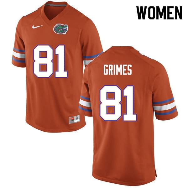 NCAA Florida Gators Trevon Grimes Women's #81 Nike Orange Stitched Authentic College Football Jersey GLU4264FU